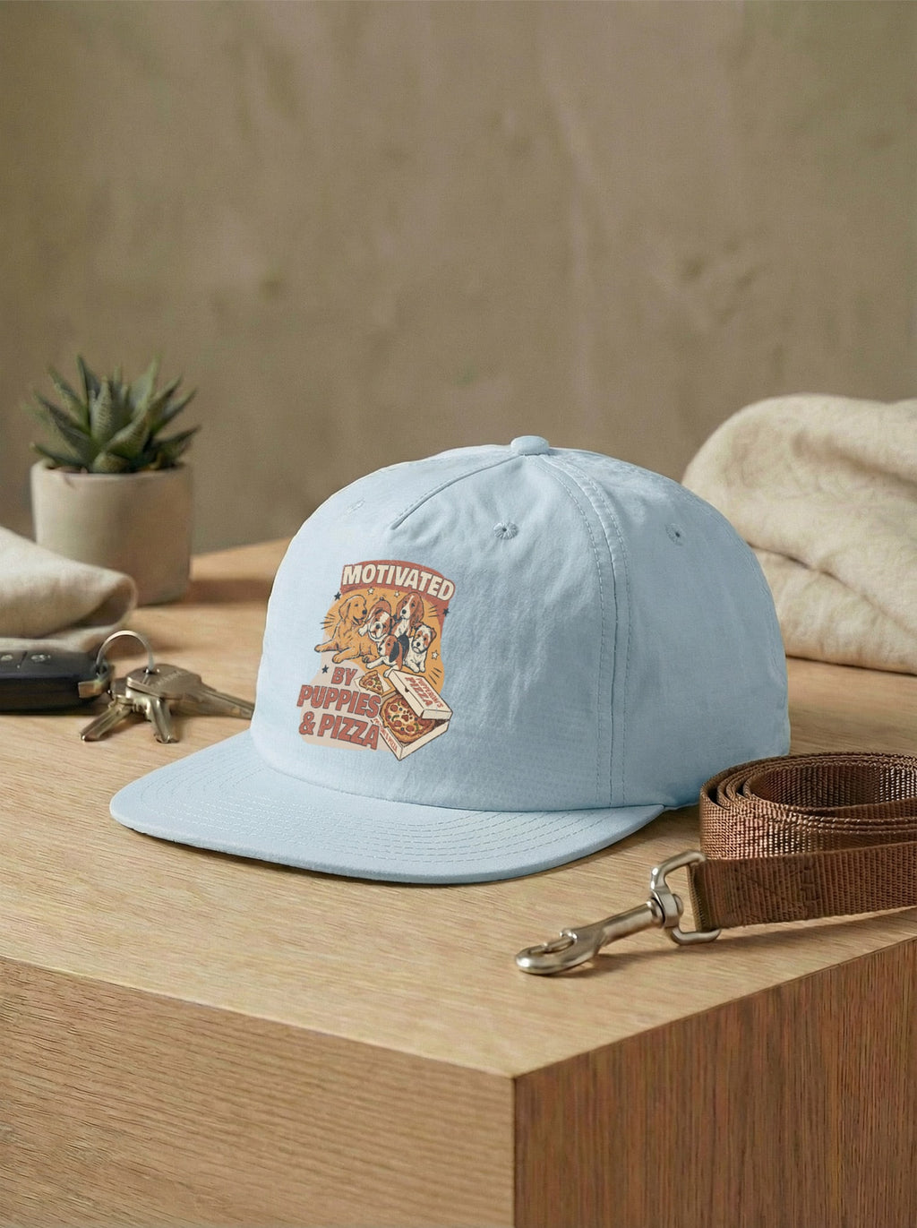 Motivated By Puppies & Pizza Quick Dry Cap