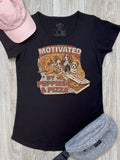 Motivated By Puppies & Pizza Remi Women's Scoop Neck Tee