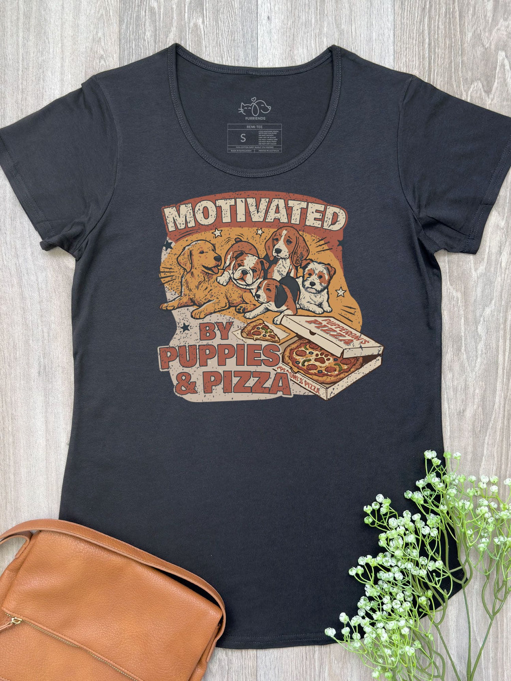 Motivated By Puppies & Pizza Remi Women's Scoop Neck Tee