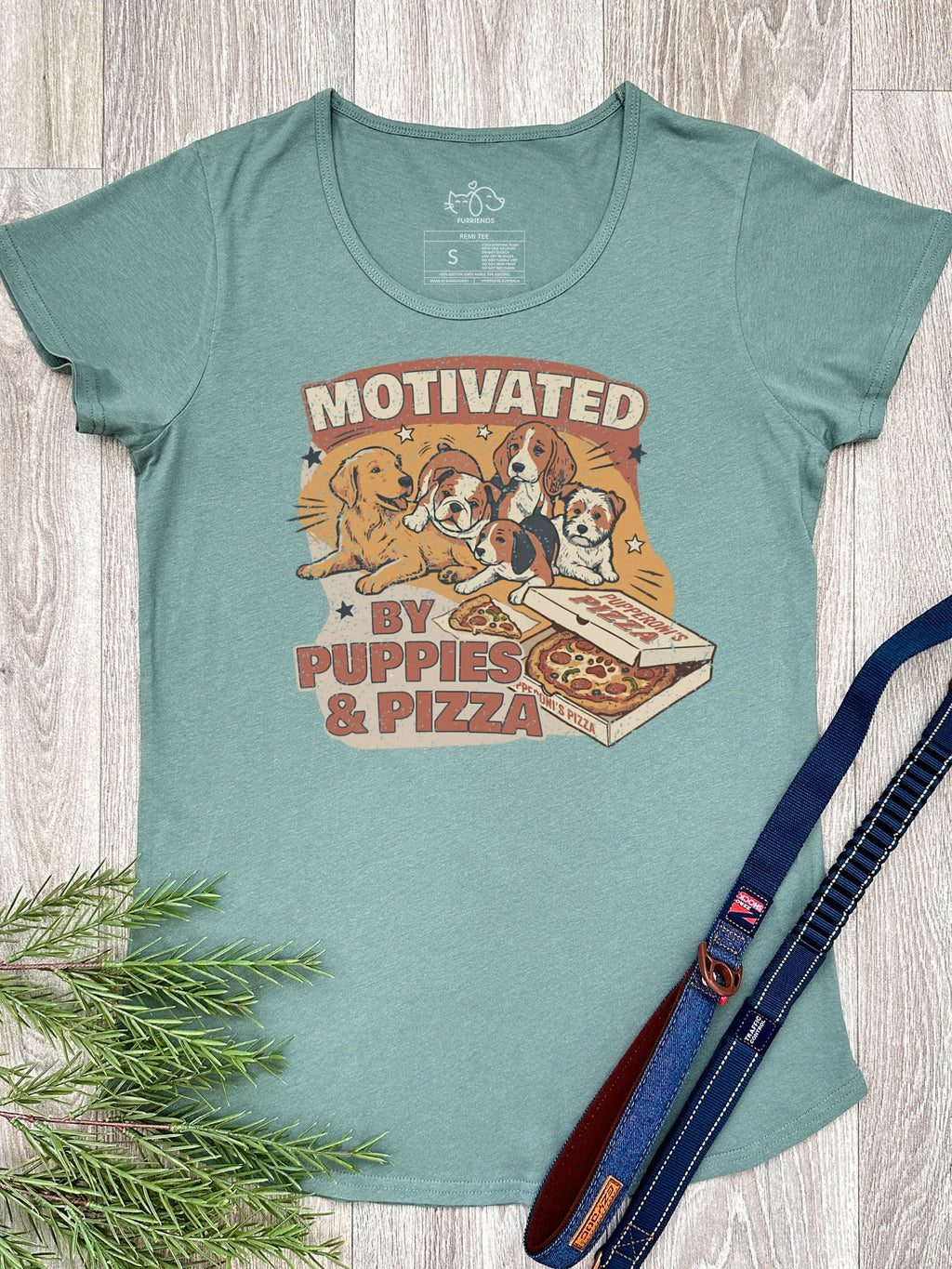Motivated By Puppies & Pizza Remi Women's Scoop Neck Tee