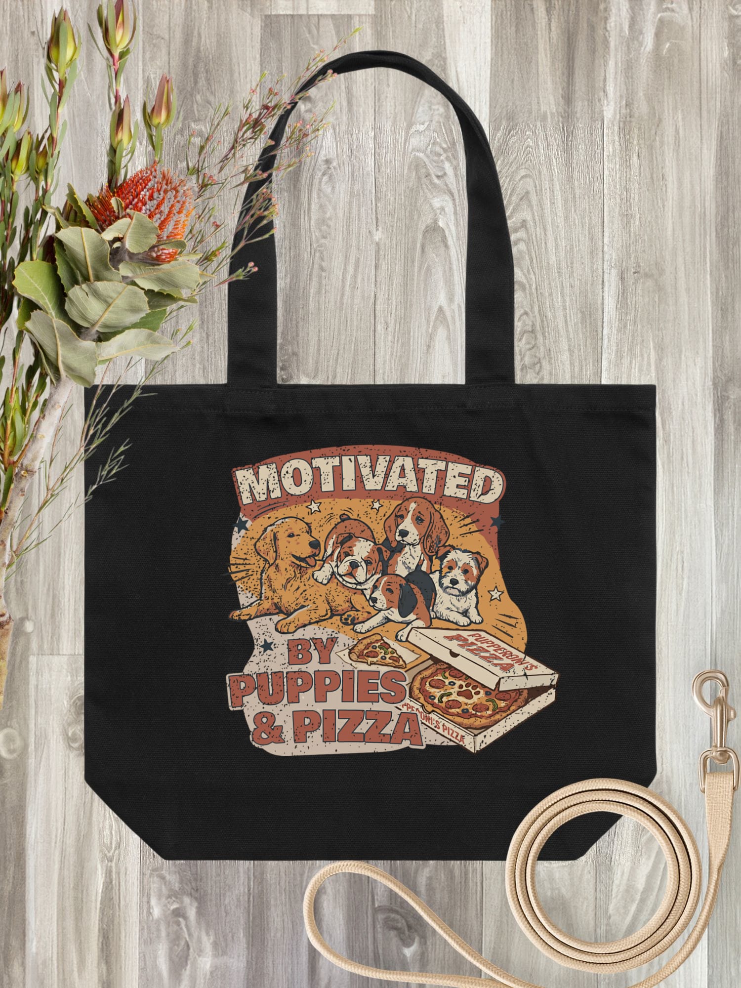 Motivated By Puppies & Pizza Stella Tote
