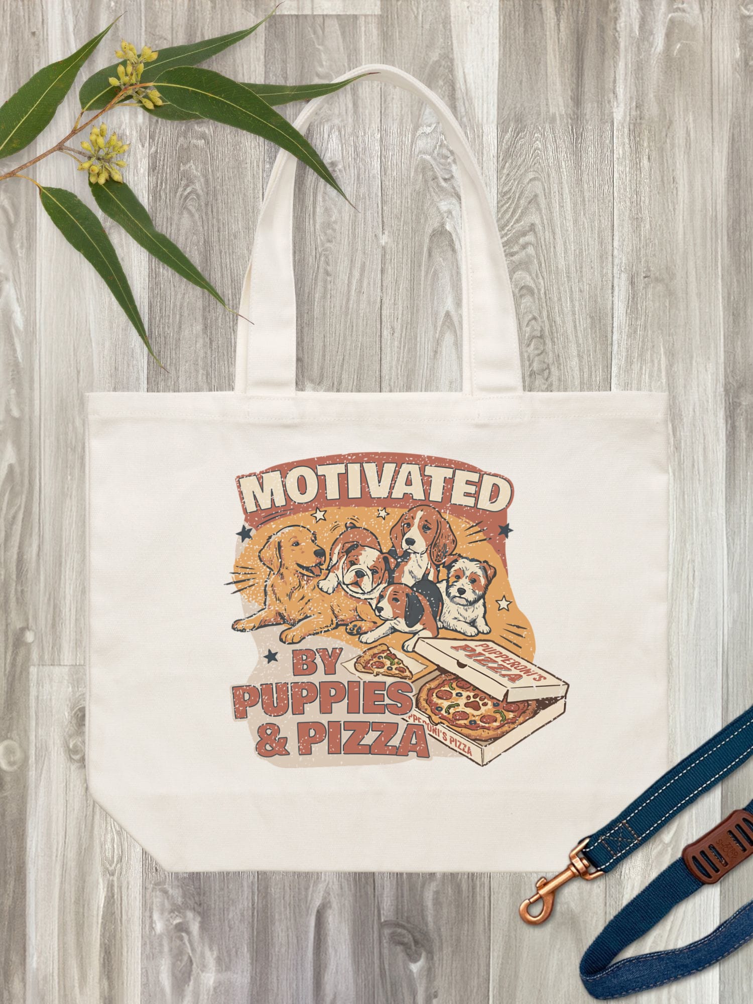 Motivated By Puppies & Pizza Stella Tote