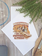 Motivated By Puppies & Pizza Tea Towel