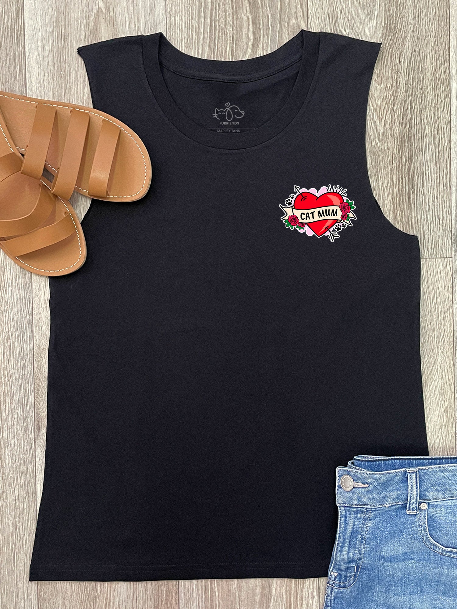 Cat Mum Heart Tattoo Marley Tank