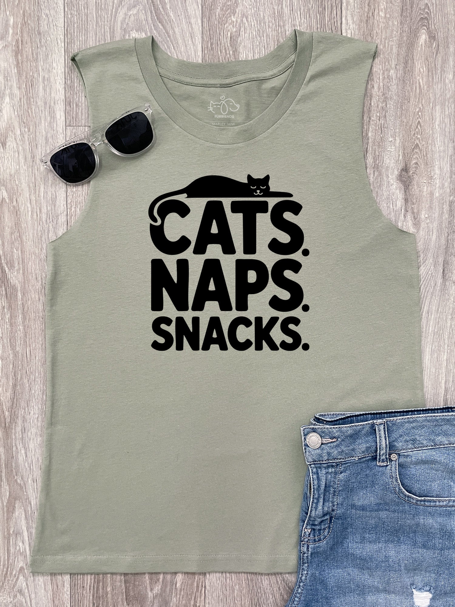 Cats. Naps. Snacks. Marley Tank