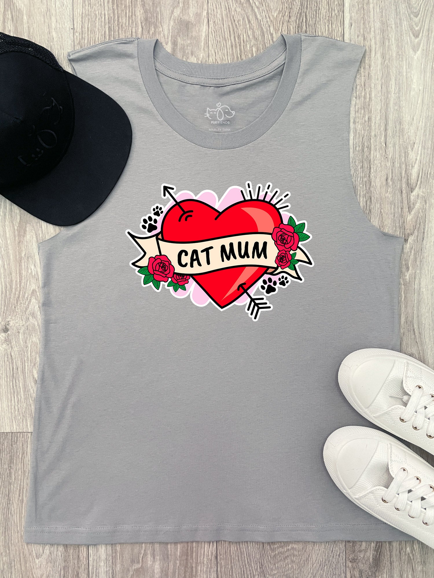Cat Mum Heart Tattoo Marley Tank