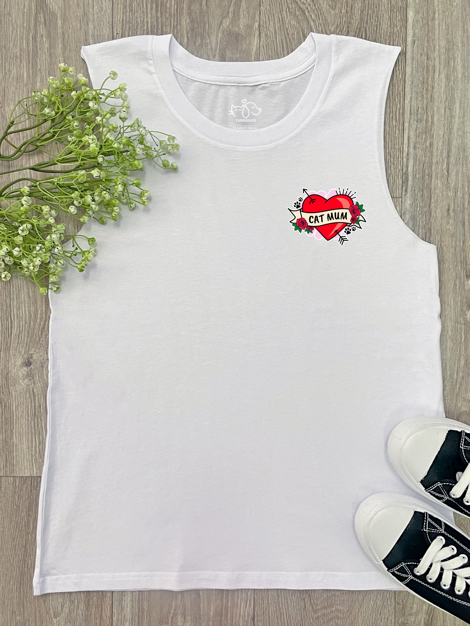 Cat Mum Heart Tattoo Marley Tank