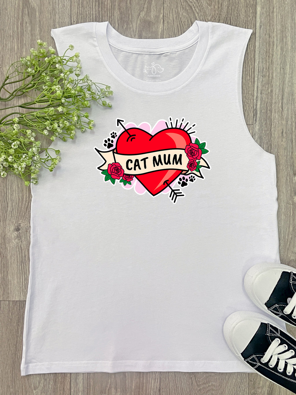 Cat Mum Heart Tattoo Marley Tank