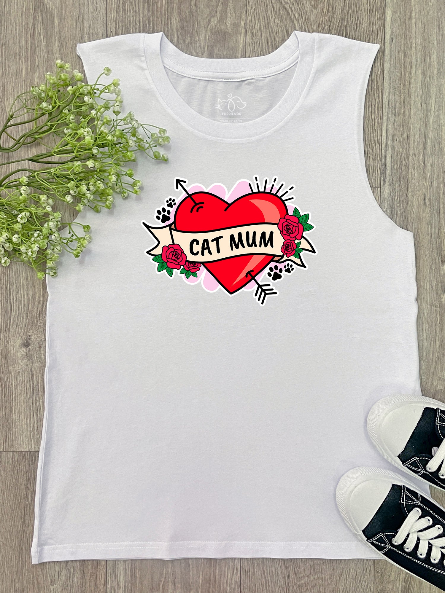 Cat Mum Heart Tattoo Marley Tank