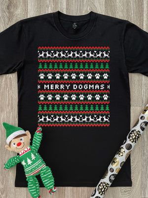 Merry Dogmas Ugly Sweater Essential Unisex Tee (SIZE L, BLACK) ***SALE***