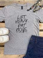 Lift Heavy. Pat Dogs. Essential Unisex Tee (SIZE 3XL, BLACK) ***SALE***