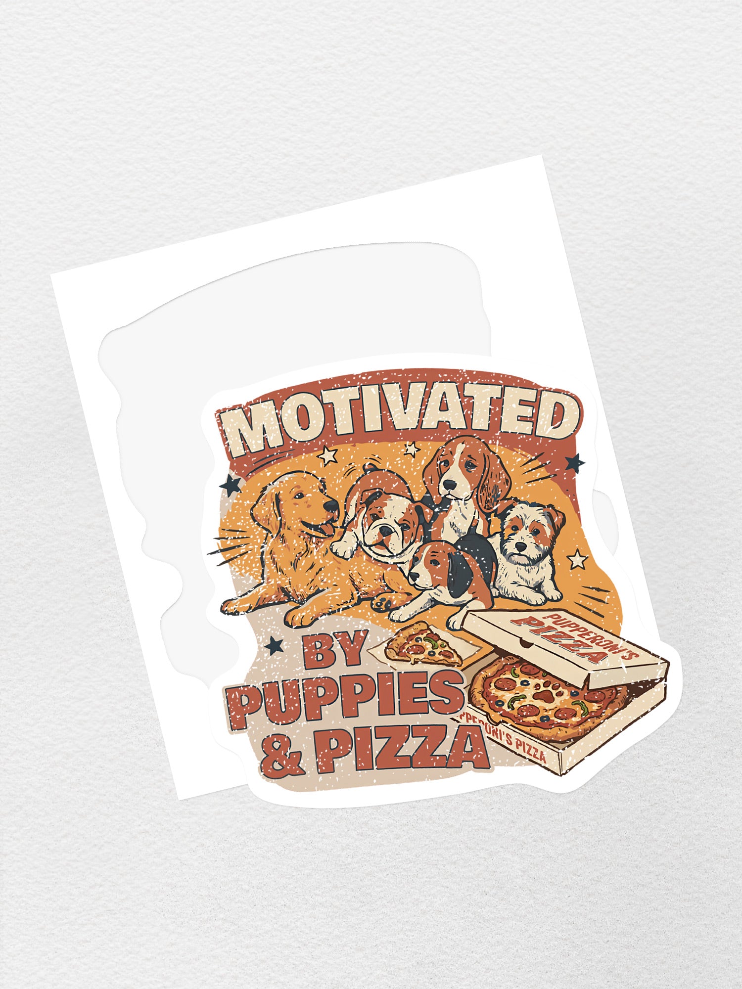 Motivated By Puppies & Pizza Sticker