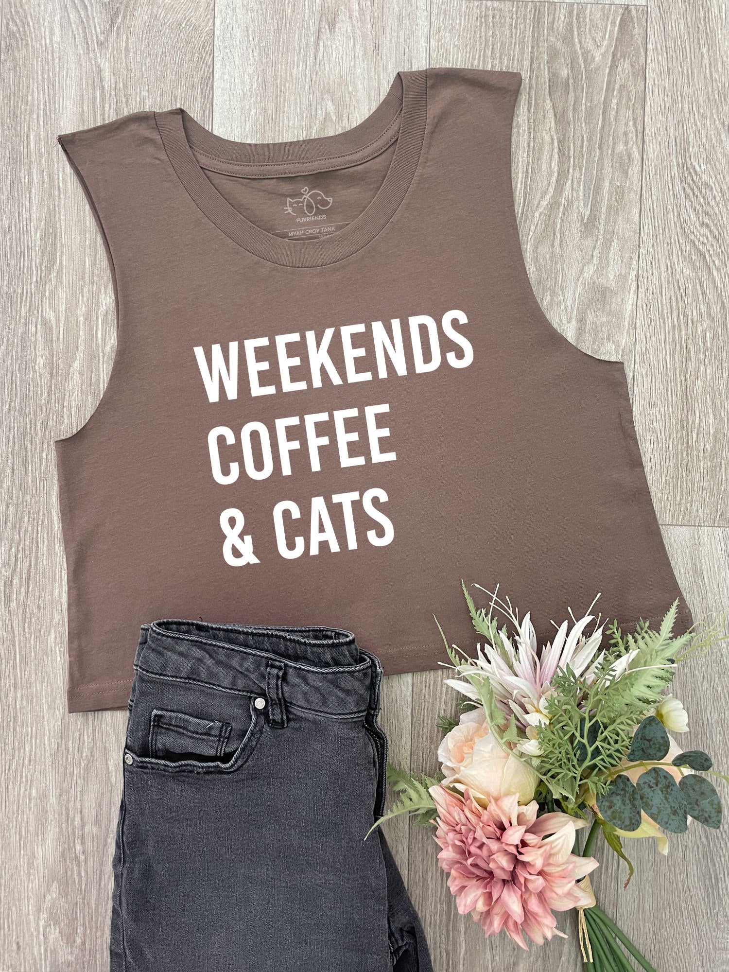 Weekends Coffee & Cats Myah Crop Tank