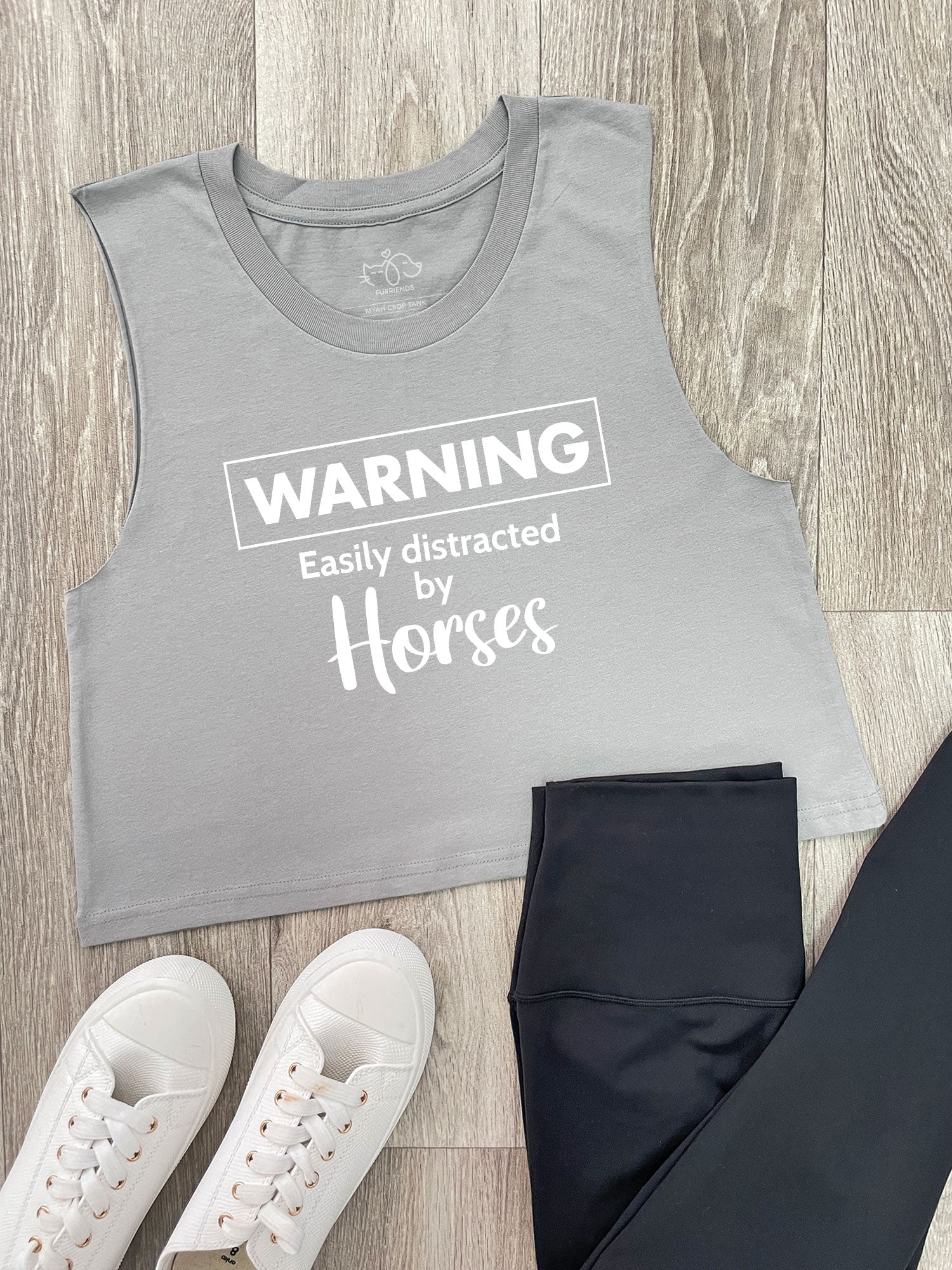 Warning. Easily Distracted By Horses Myah Crop Tank