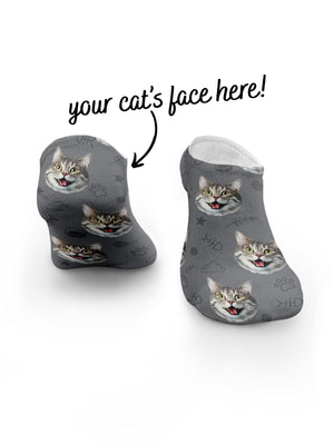 Custom Cat Face No-Show Socks