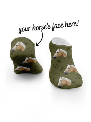 Custom Horse Face No-Show Socks