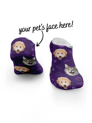 Custom Mixed Pet Face No-Show Socks