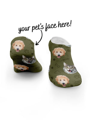 Custom Mixed Pet Face No-Show Socks