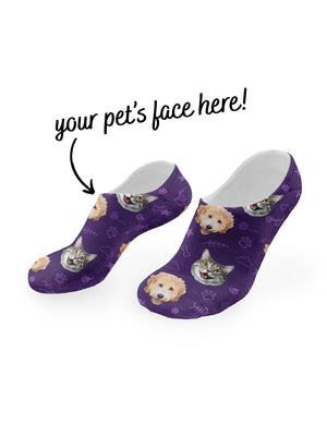 Custom Mixed Pet Face No-Show Socks