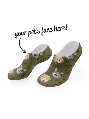 Custom Mixed Pet Face No-Show Socks