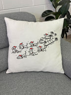 Dachshund Through The Snow Linen Cushion Cover