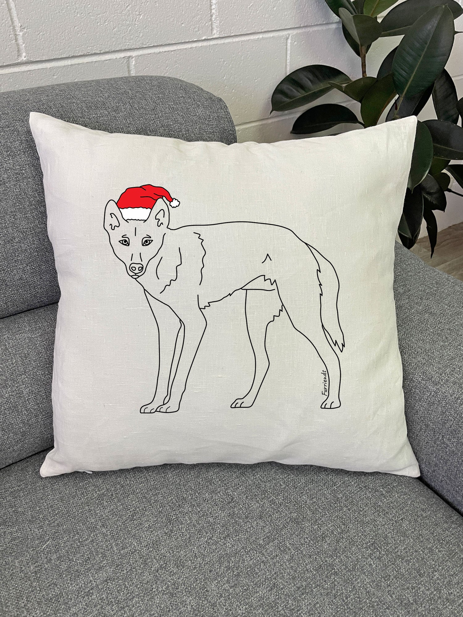 Dingo Christmas Edition Linen Cushion Cover