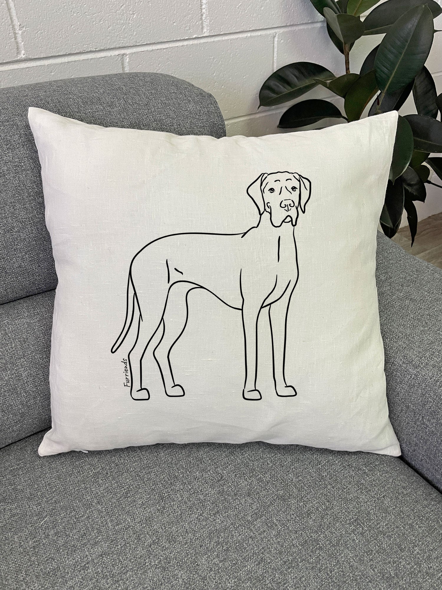 Great Dane Linen Cushion Cover