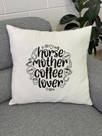 Horse Mother Coffee Lover Linen Cushion Cover