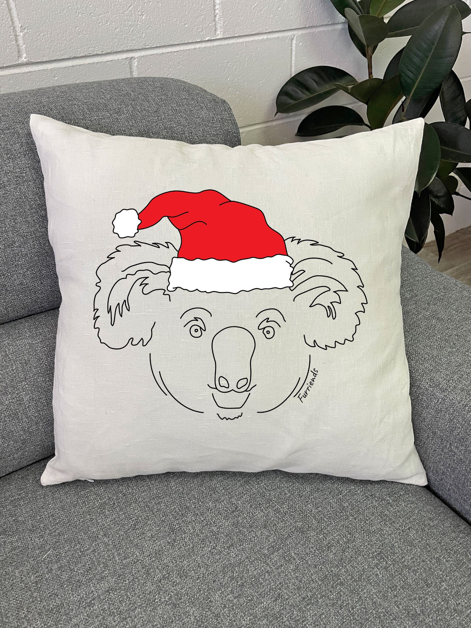 Koala Christmas Edition Linen Cushion Cover