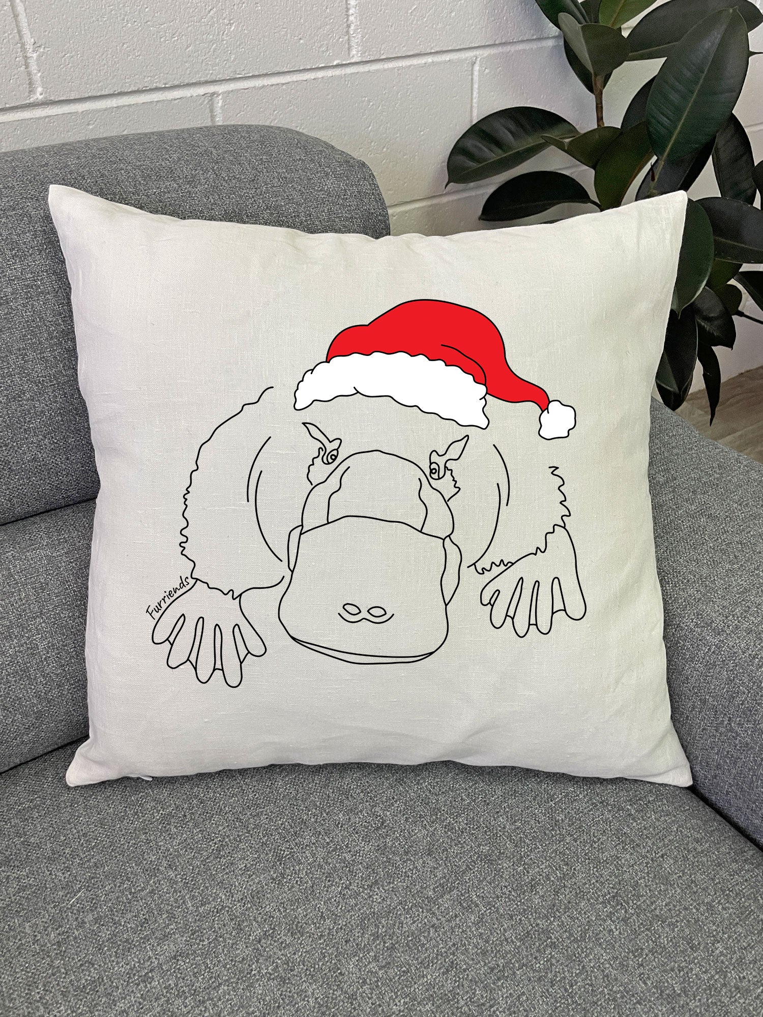 Platypus Christmas Edition Linen Cushion Cover