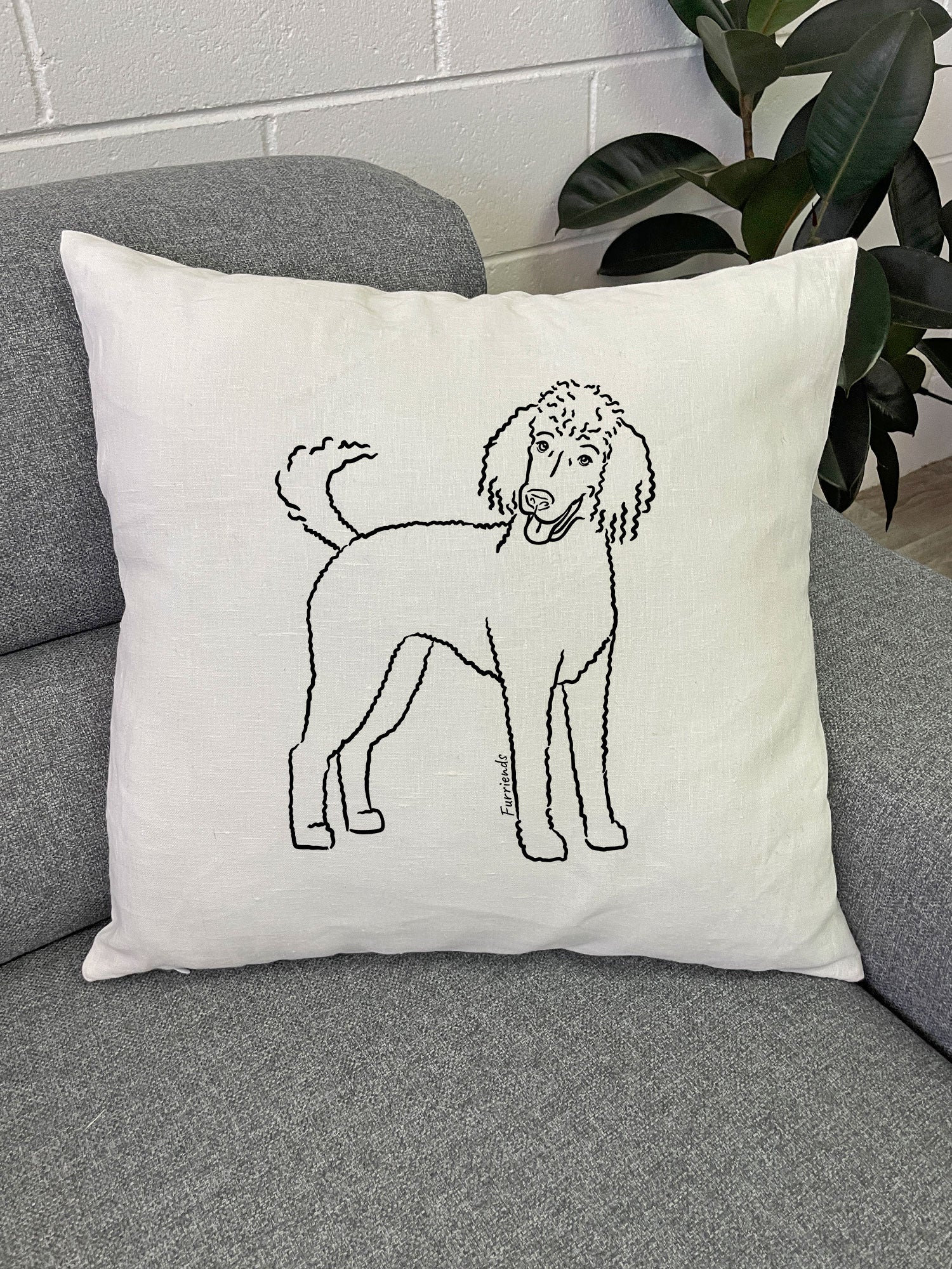 Standard Poodle Linen Cushion Cover
