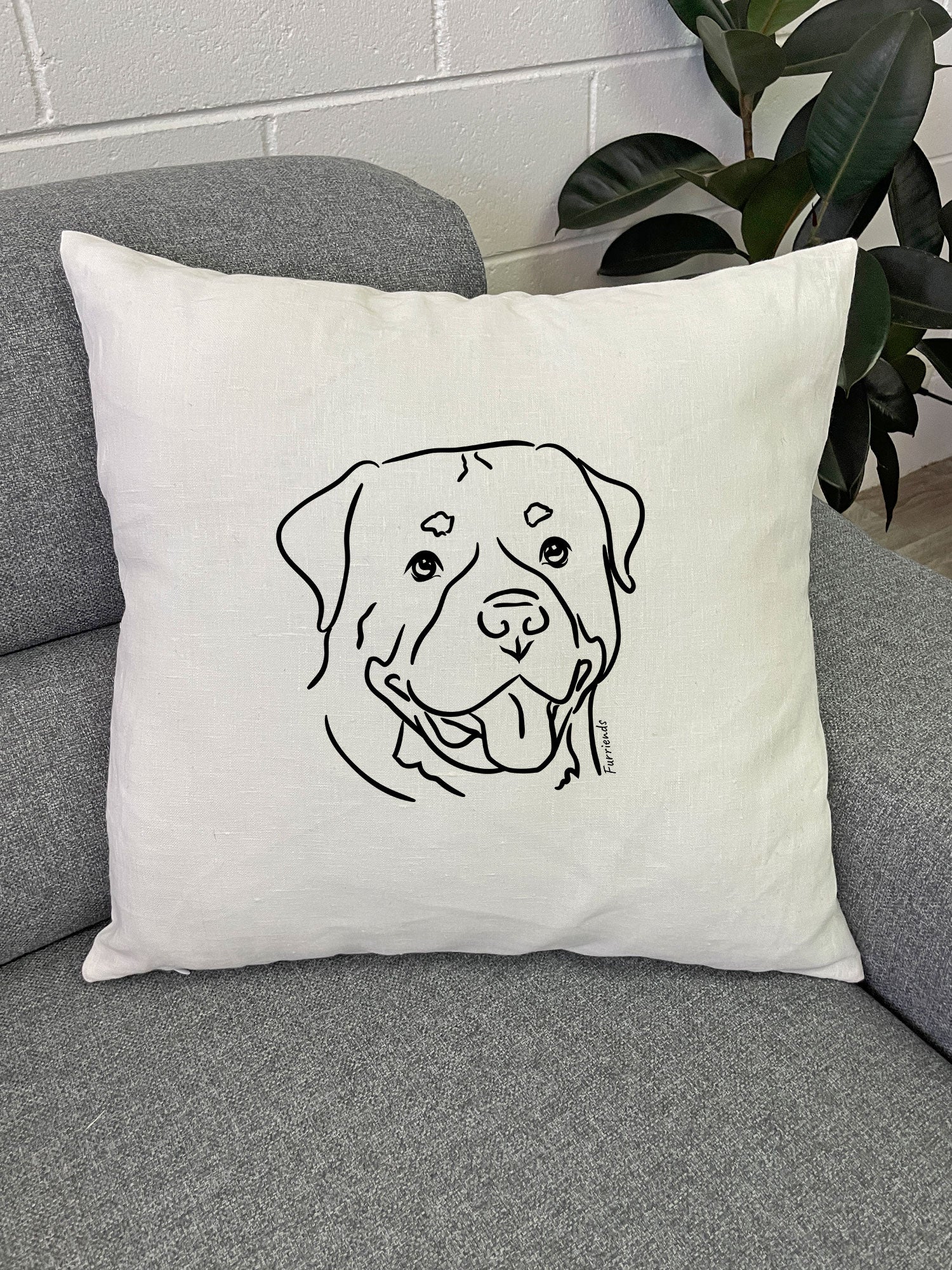 Rottweiler Linen Cushion Cover