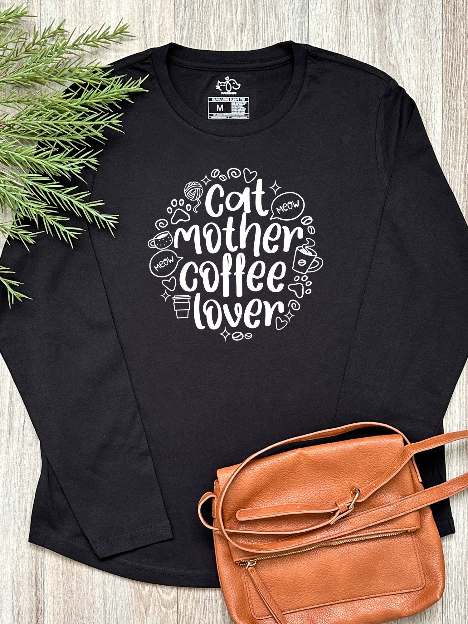 Cat Mother Coffee Lover Olivia Long Sleeve Tee