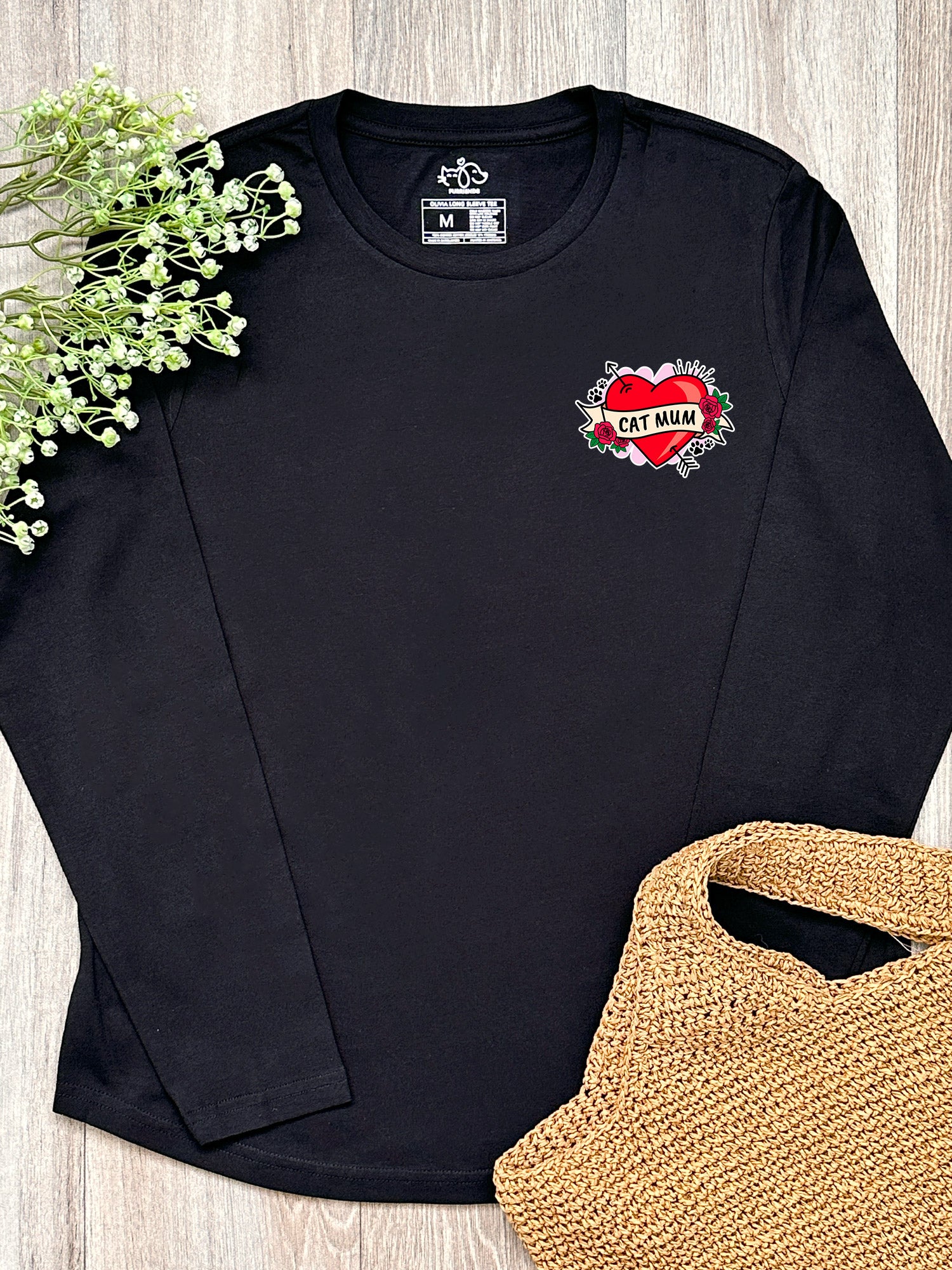 Cat Mum Heart Tattoo Olivia Long Sleeve Tee