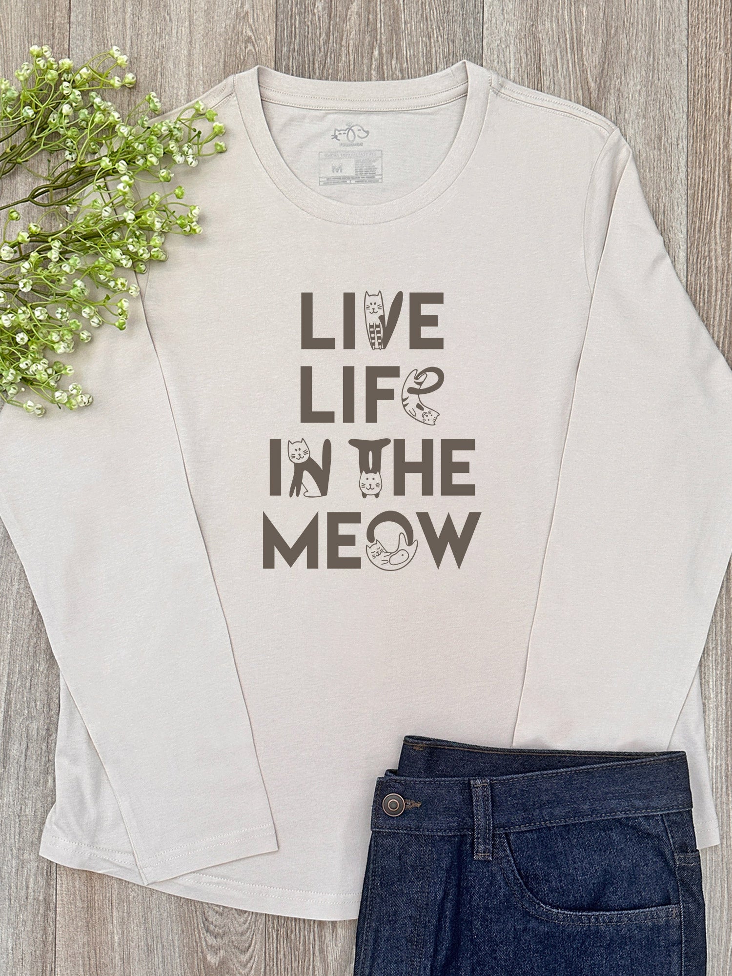Live Life In The Meow Olivia Long Sleeve Tee