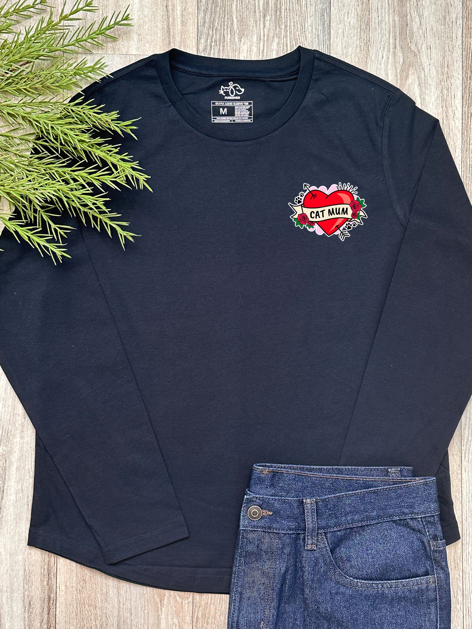 Cat Mum Heart Tattoo Olivia Long Sleeve Tee