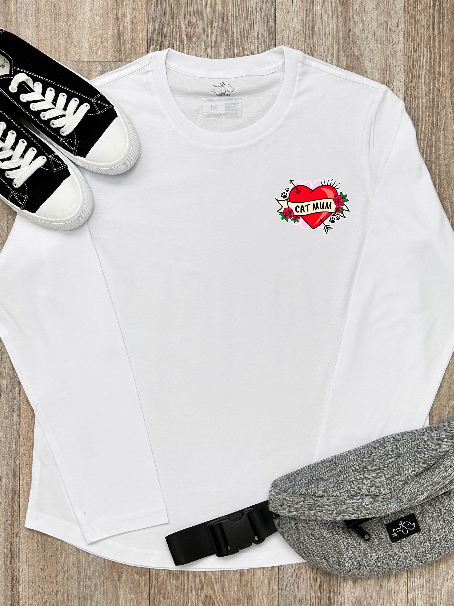 Cat Mum Heart Tattoo Olivia Long Sleeve Tee