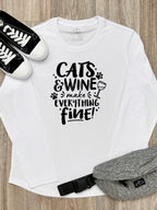 Cats & Wine Make Everything Fine Olivia Long Sleeve Tee