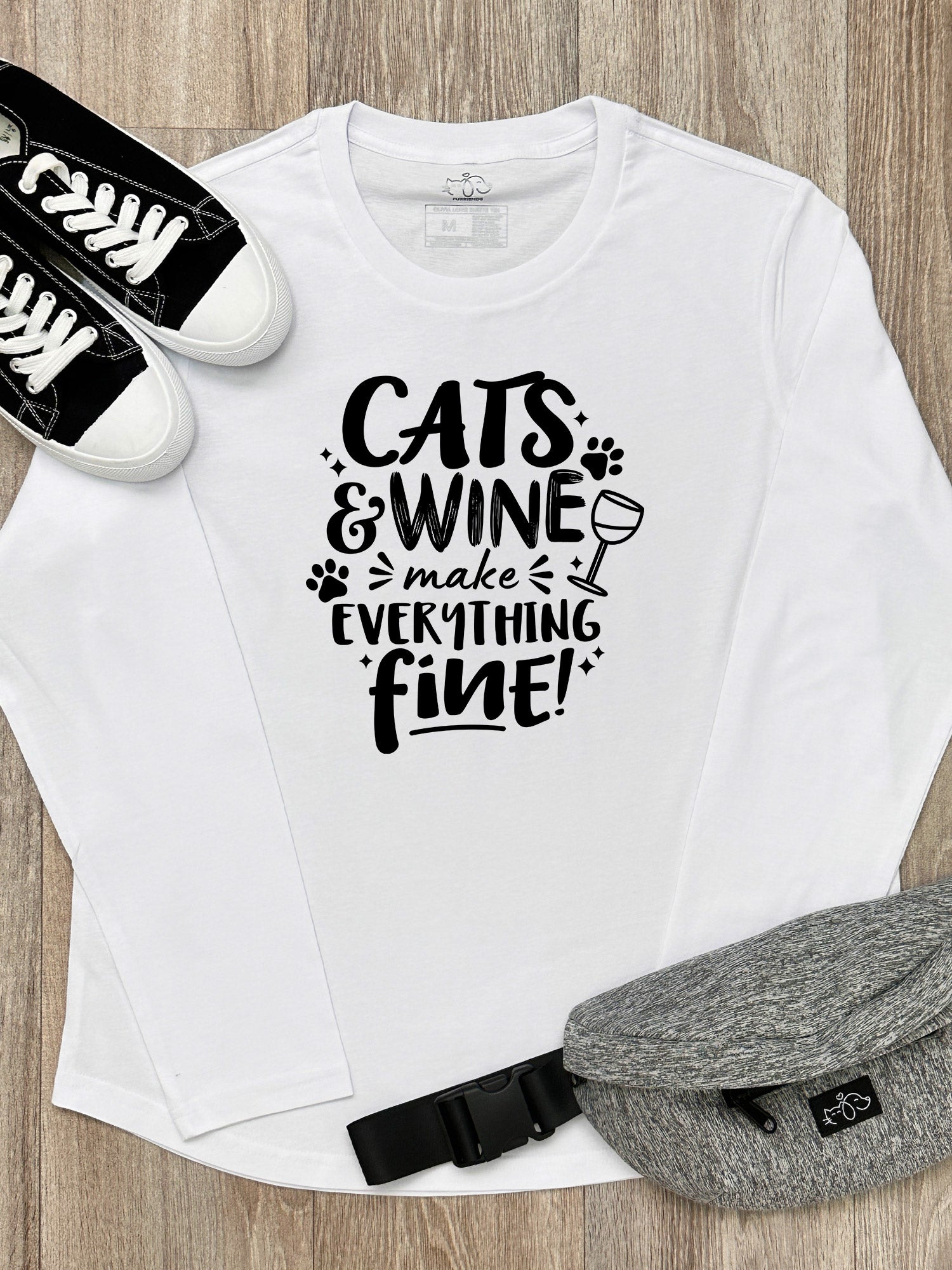 Cats & Wine Make Everything Fine Olivia Long Sleeve Tee