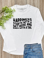 Happiness Starts With A Wet Nose And Ends With A Tail Olivia Long Sleeve Tee