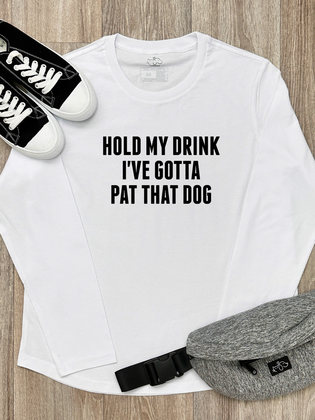 Hold My Drink I've Gotta Pat That Dog Olivia Long Sleeve Tee