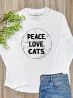 Peace. Love. Cats. Olivia Long Sleeve Tee