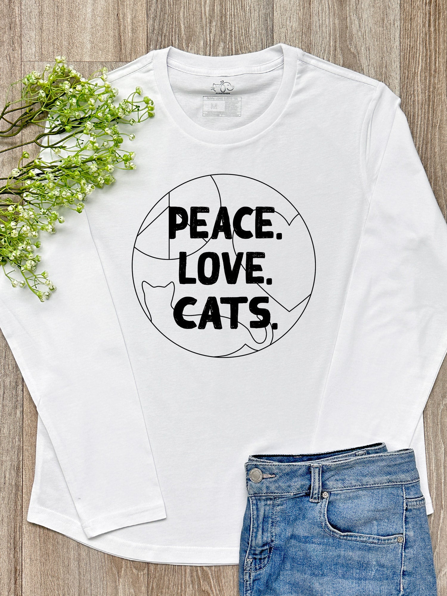 Peace. Love. Cats. Olivia Long Sleeve Tee