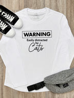 Warning. Easily Distracted By Cats Olivia Long Sleeve Tee
