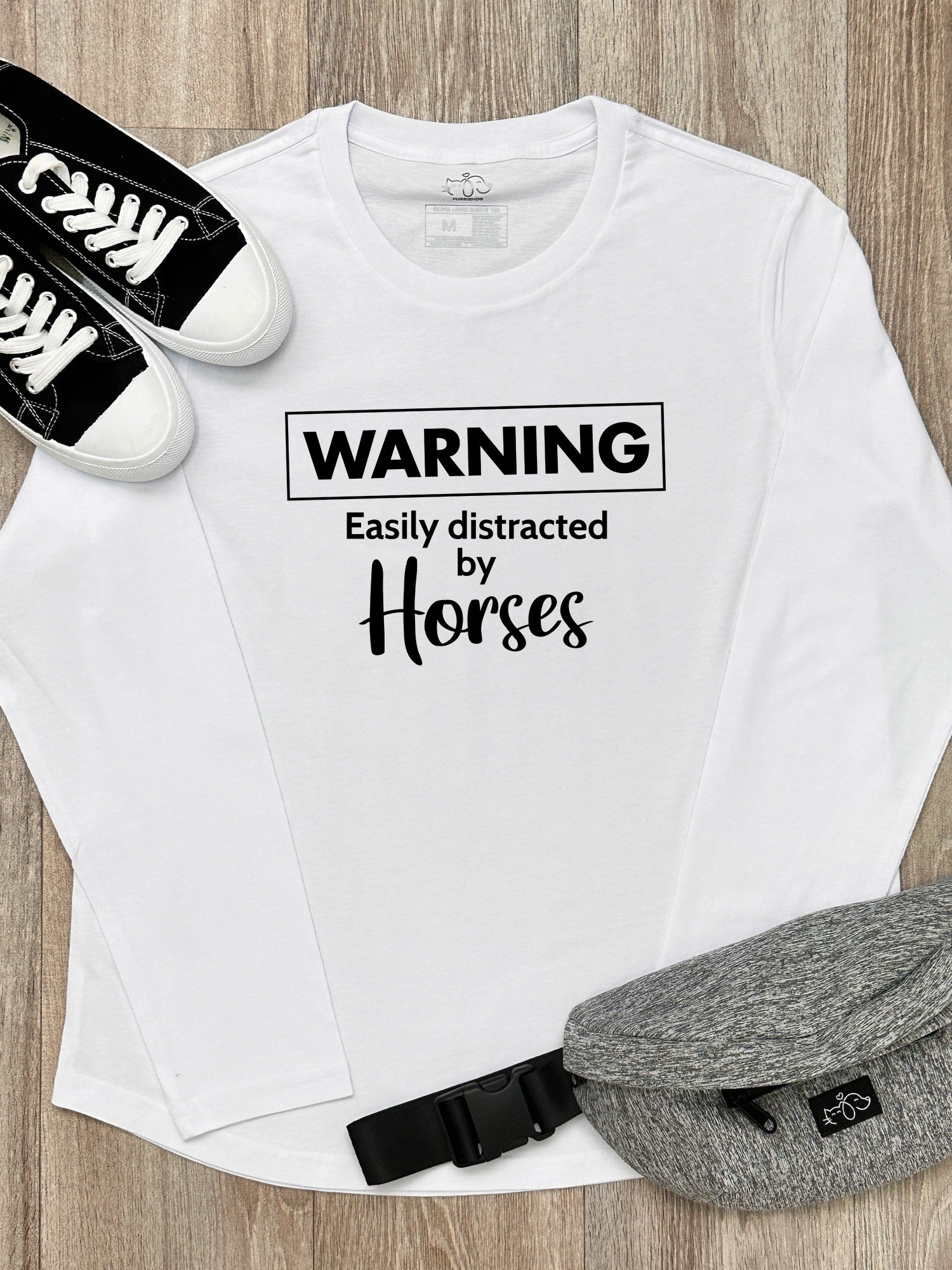 Warning. Easily Distracted By Horses Olivia Long Sleeve Tee