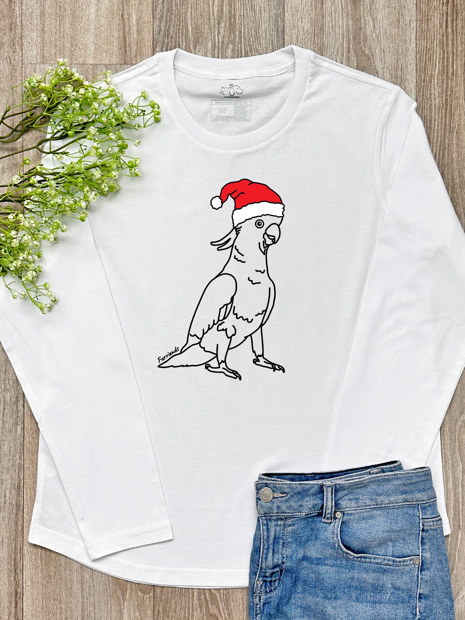Sulphur-Crested Cockatoo Christmas Edition Olivia Long Sleeve Tee