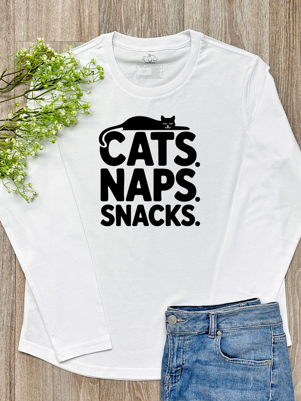 Cats. Naps. Snacks. Olivia Long Sleeve Tee