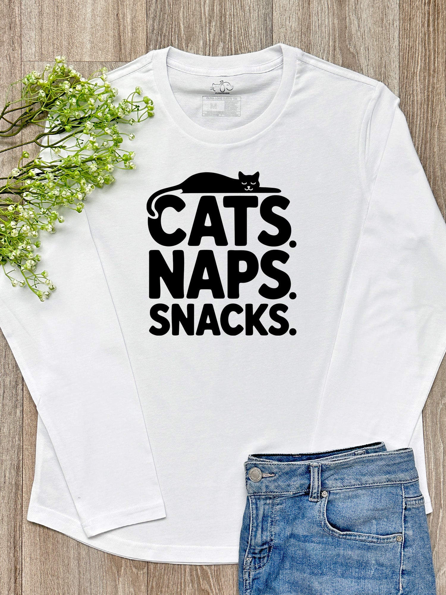 Cats. Naps. Snacks. Olivia Long Sleeve Tee