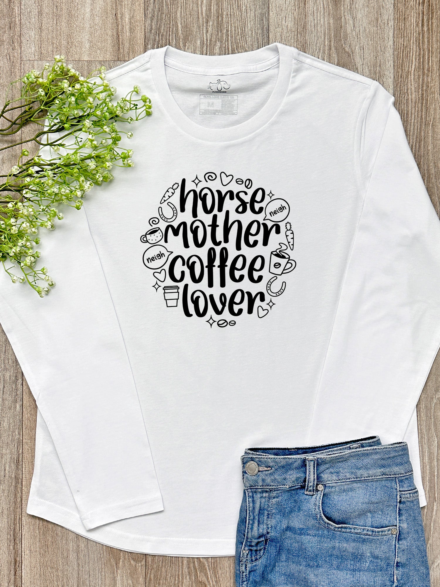 Horse Mother Coffee Lover Olivia Long Sleeve Tee
