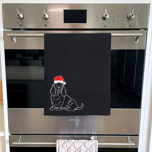 Basset Hound Christmas Edition Tea Towel